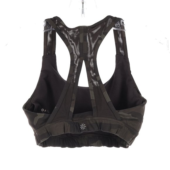 Athleta Contender Printed Bra Black Olive Camo Size Small - Picture 2 of 6